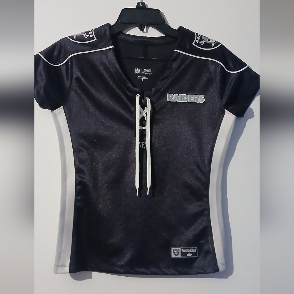 RAIDERS NFL Women's Black Lace-Up Jersey